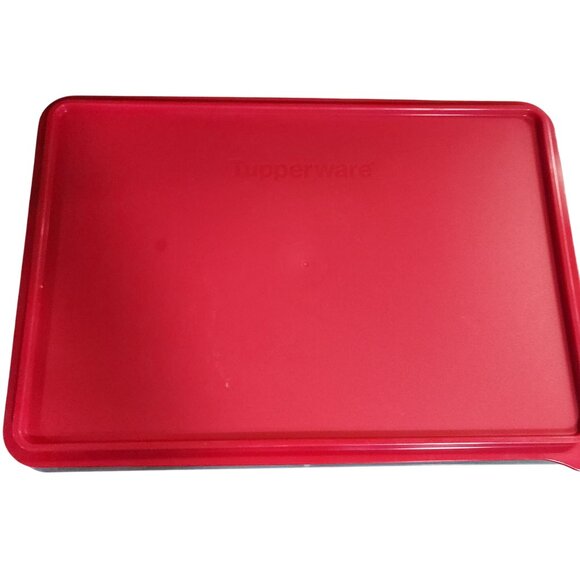 Vintage Tupperware Rectangle Clear Storage Container With Red Lid 9-Cup Capacity - Picture 2 of 3